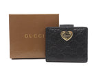 Gucci Black Monogram Empreinte Heart Compact Wallet