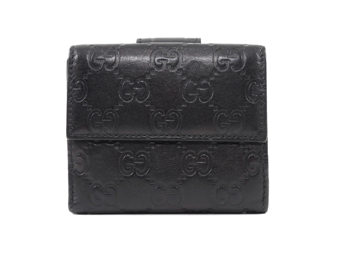 Gucci Black Monogram Empreinte Heart Compact Wallet