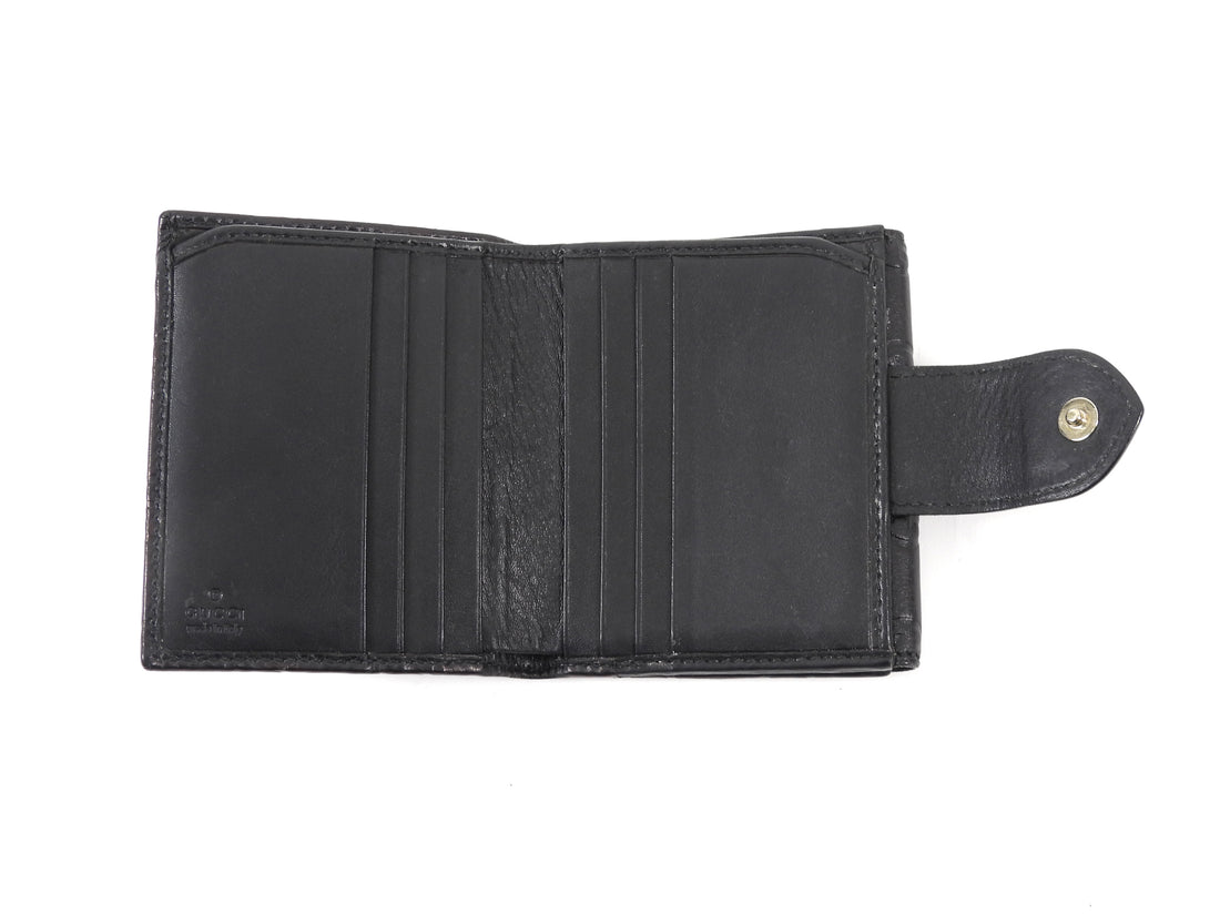 Gucci Black Monogram Empreinte Heart Compact Wallet