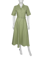 Gucci Green 2025 Gucci GG Monogram Cotton Gabardine Half Button Belted Shirt Dress - 42