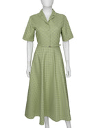 Gucci Green 2025 Gucci GG Monogram Cotton Gabardine Half Button Belted Shirt Dress - 42