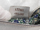 Gucci Silver Metallic Leather Signature Romy Mini Flap Bag
