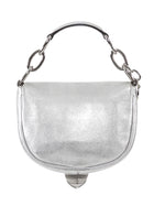 Gucci Silver Metallic Leather Signature Romy Mini Flap Bag