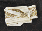 Gucci Gold White GG Print Twilly with Chain-link Scarf Ring