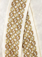 Gucci Gold White GG Print Twilly with Chain-link Scarf Ring