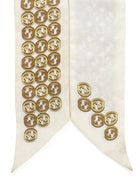 Gucci Gold White GG Print Twilly with Chain-link Scarf Ring