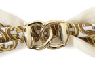 Gucci Gold White GG Print Twilly with Chain-link Scarf Ring