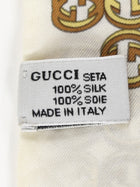 Gucci Gold White GG Print Twilly with Chain-link Scarf Ring