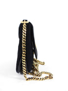 Gucci 1973 Black Small GG Logo Leather Crossbody Bag
