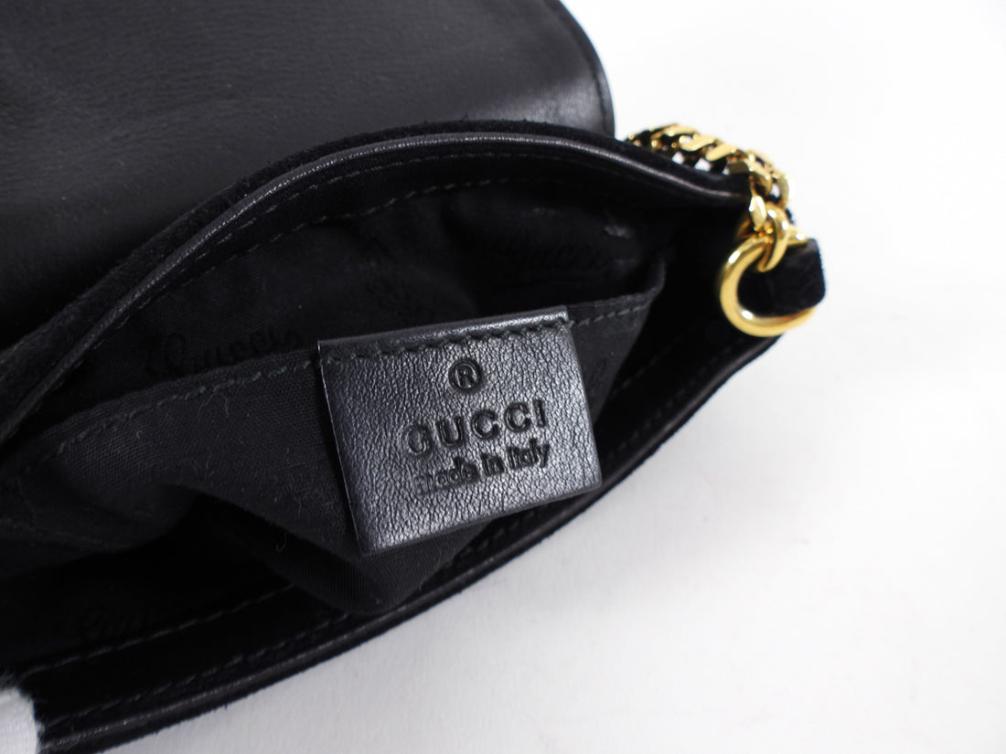 Gucci 1973 Black Small GG Logo Leather Crossbody Bag