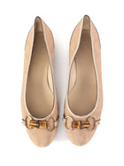 Gucci Nude Beige Metallic GG Monogram Bamboo Horsebit Ballet Flats - 40 / US 10