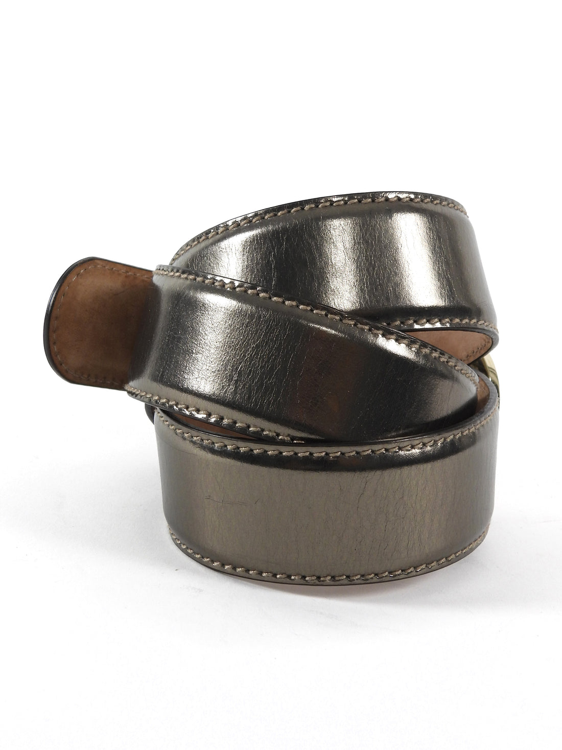 Gucci Pewter Metallic Leather G Buckle Hardware Belt - 95 / 38