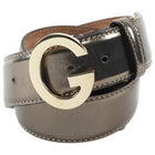 Gucci Pewter Metallic Leather G Buckle Hardware Belt - 95 / 38