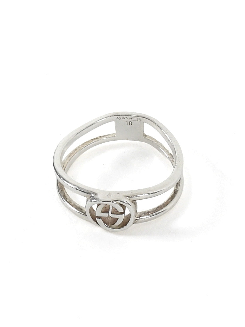 Gucci .925 Sterling Silver Interlocking G Wide Open Band Ring 18