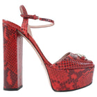 Gucci Burgundy Red Python Horsebit Platform Sandals - 40