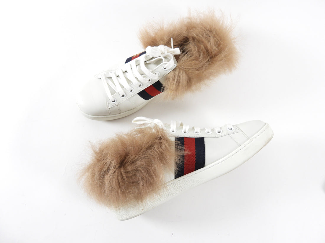 Gucci Ace Shearling Low Top White Sneakers 37 – I MISS YOU VINTAGE