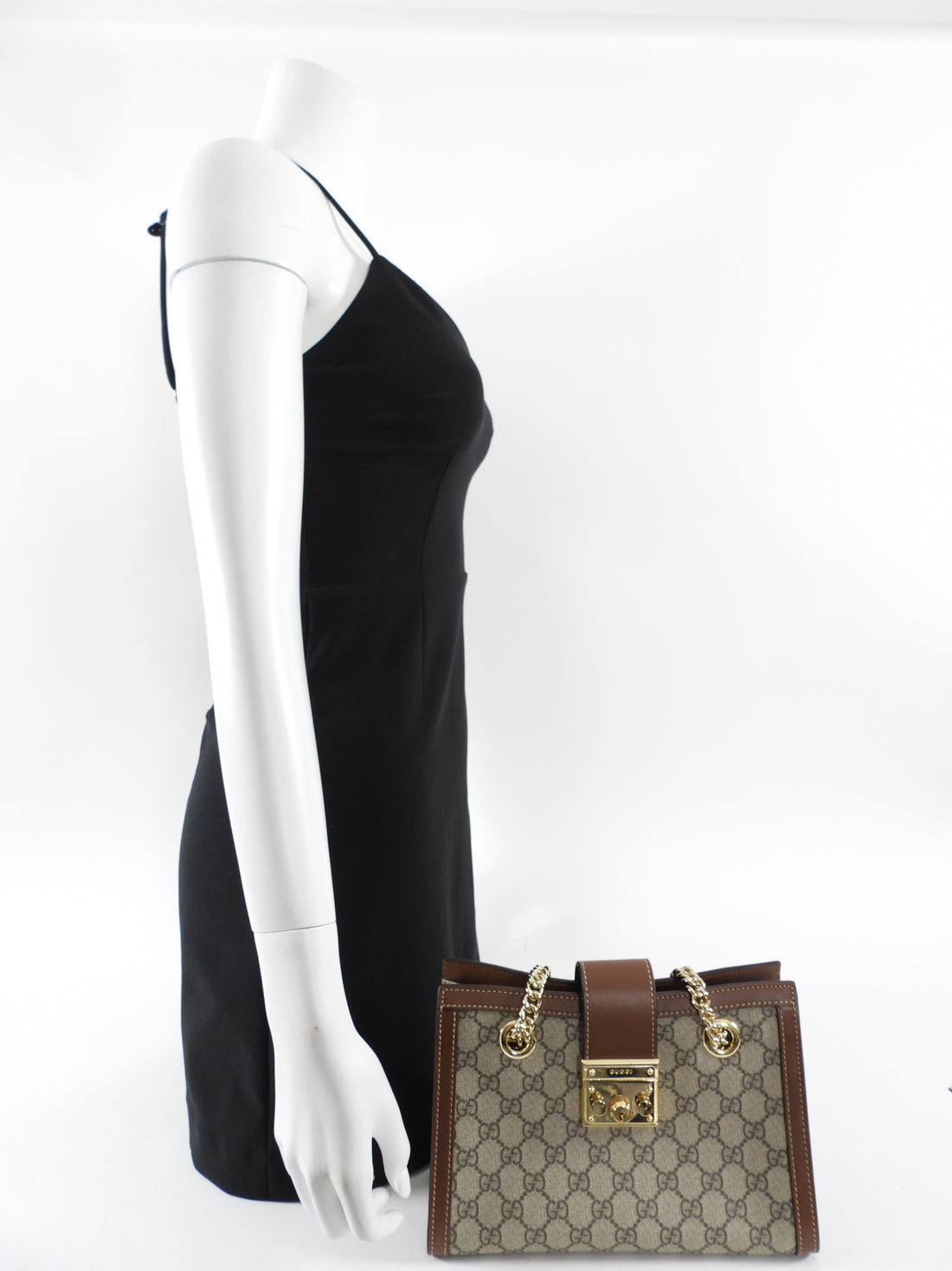 Gucci Small Brown Monogram Supreme Padlock Shoulder Bag