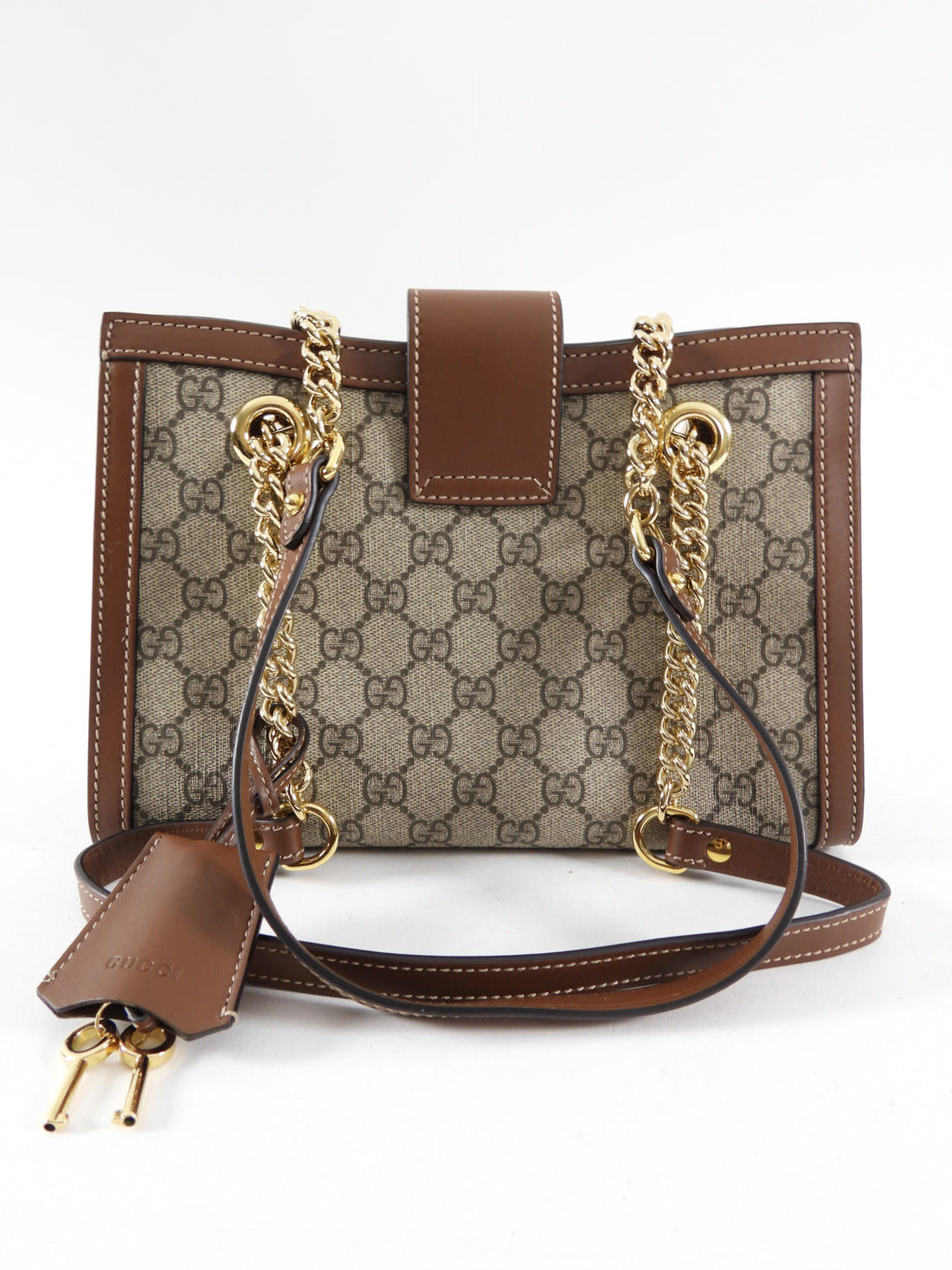 Gucci Small Brown Monogram Supreme Padlock Shoulder Bag