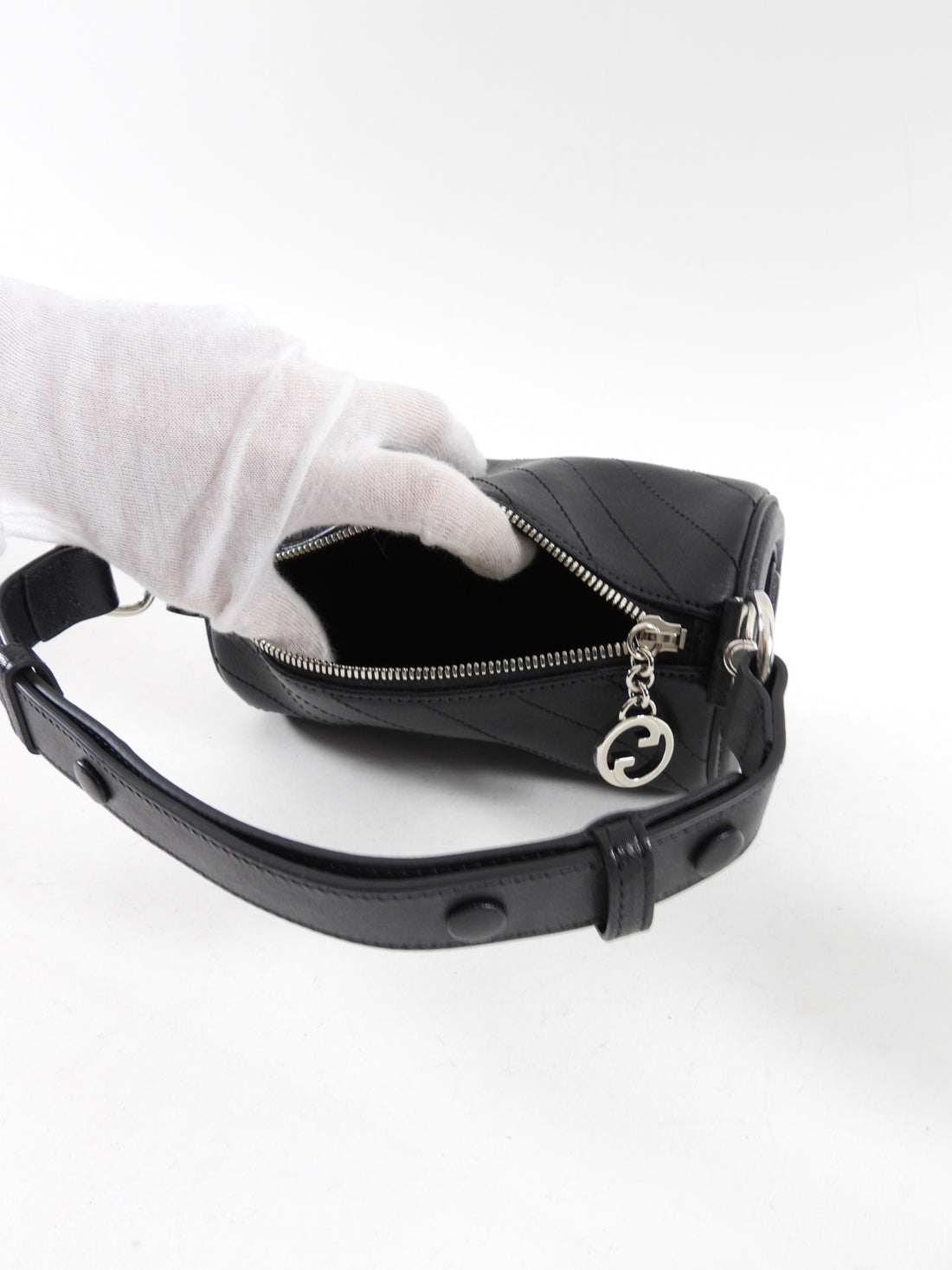 Gucci Black Leather Blondie Mini GG Barrel Bag