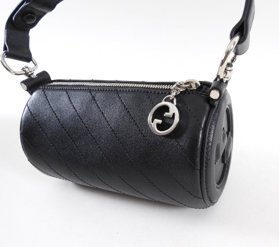 Gucci Black Leather Blondie Mini GG Barrel Bag