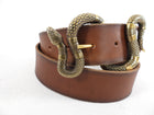 Gucci Brown Leather Snake Buckle Belt - 95 / 36