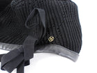 Gucci Black Knit Leather Trim Beret Hat - M