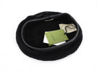 Gucci Black Knit Leather Trim Beret Hat - M