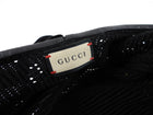 Gucci Black Knit Leather Trim Beret Hat - M