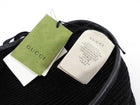 Gucci Black Knit Leather Trim Beret Hat - M