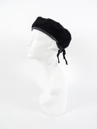 Gucci Black Knit Leather Trim Beret Hat - M