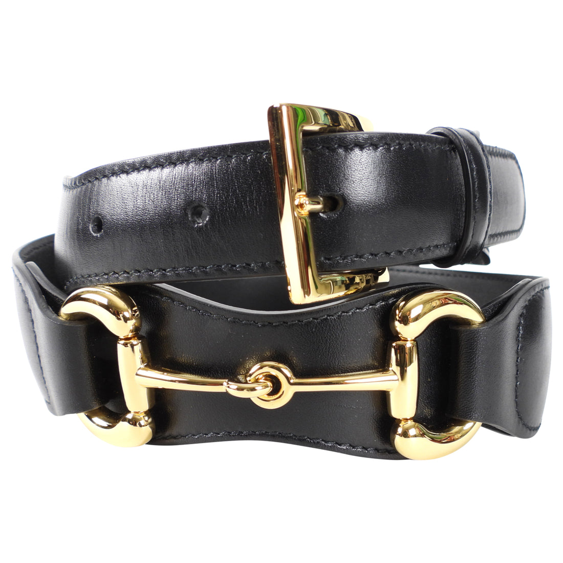 Gucci 1955 Black Leather Horsebit Belt 85 34