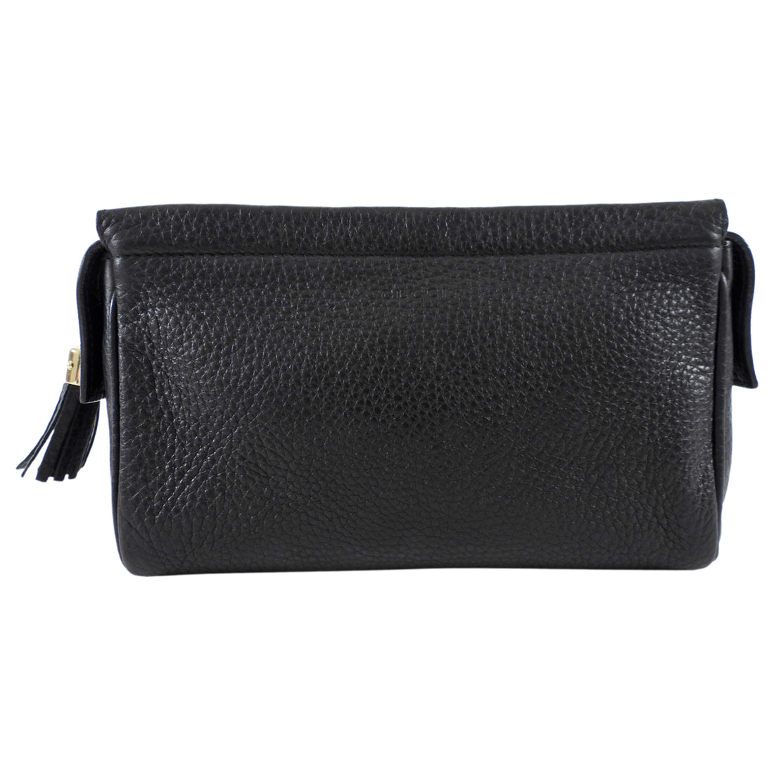 Gucci Black Leather Bamboo Tassel Travel Toiletry / Clutch Bag