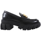 Gucci Black Leather Interlocking GG Jewel Loafers - 39.5