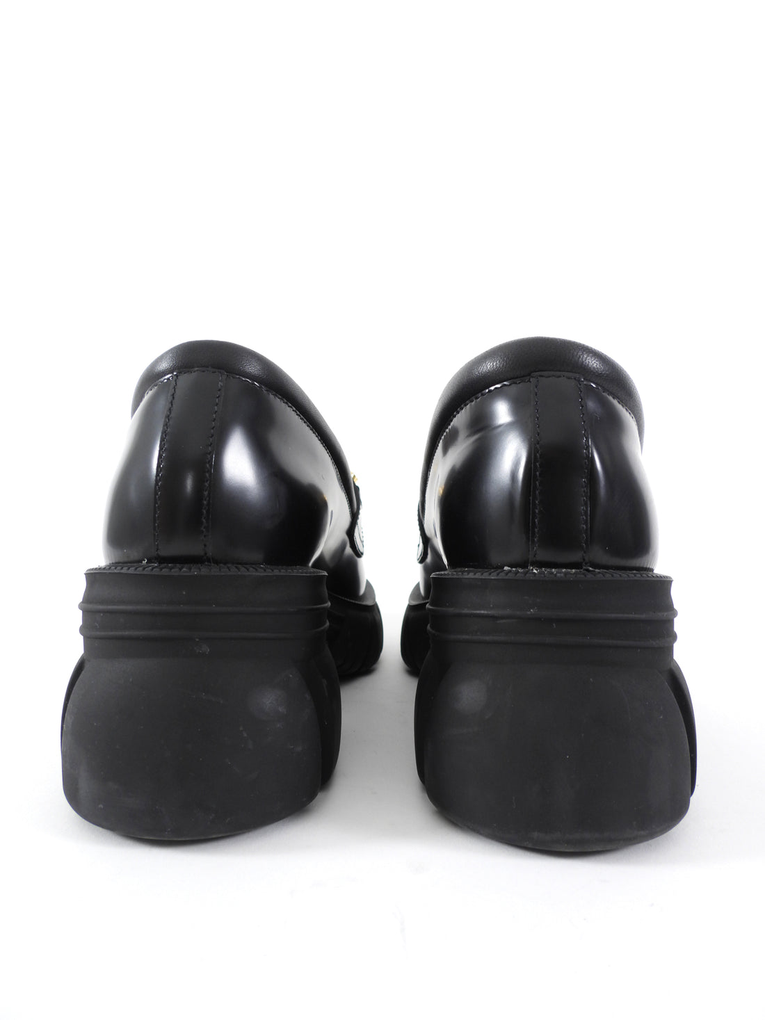 Gucci Black Leather Interlocking GG Jewel Loafers - 39.5