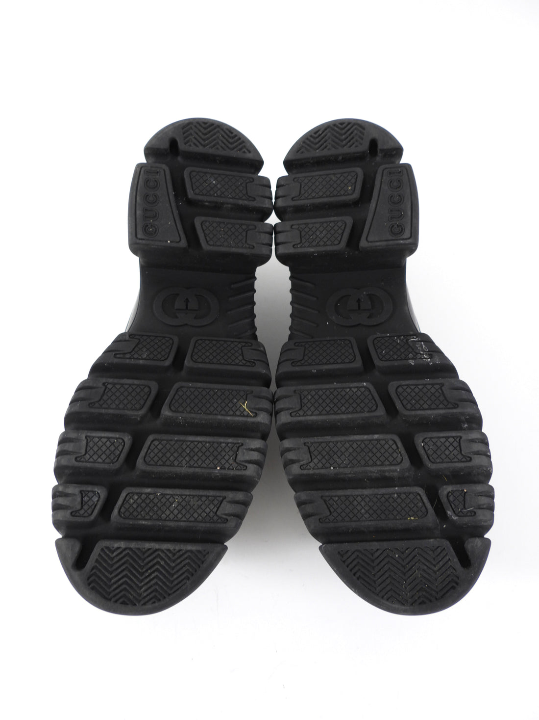Gucci Black Leather Interlocking GG Jewel Loafers - 39.5