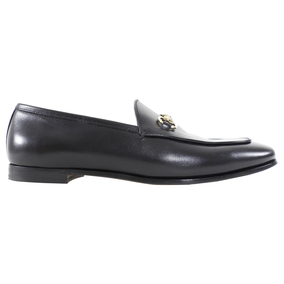 Gucci Black Smooth Leather Jordaan Horsebit Loafers - 37.5