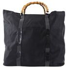 Gucci Large Black Nylon Bamboo Handle Soft Tote