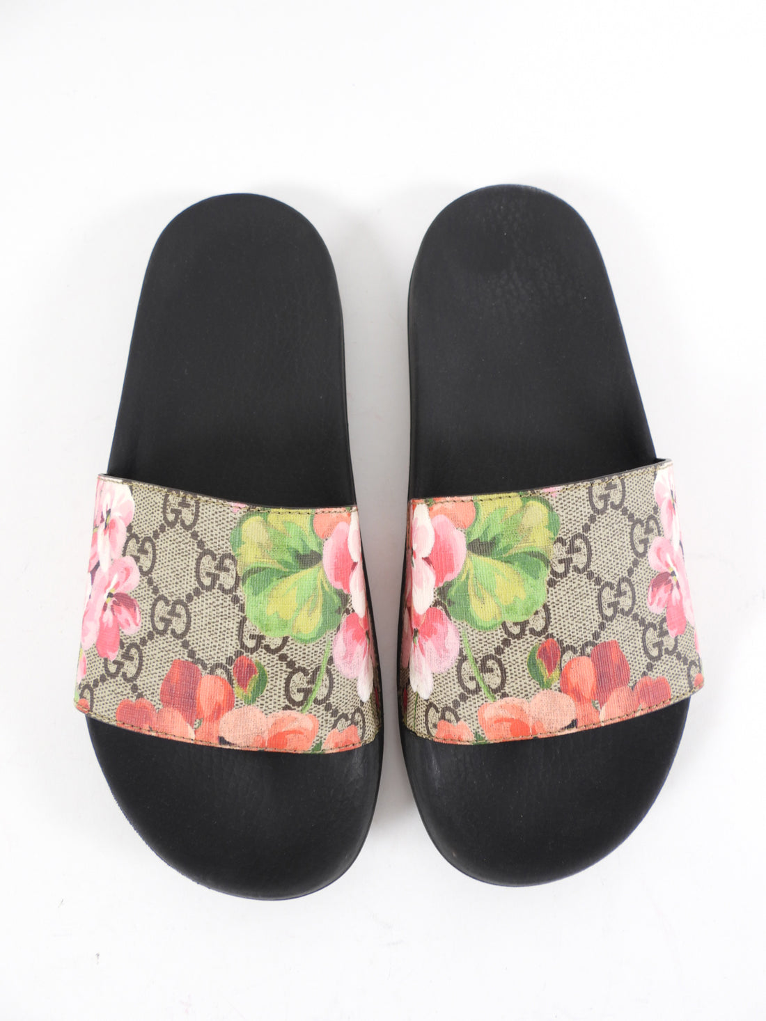 Gucci Blooms Pink Floral Monogram Pool Slide Sandals - 7