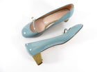 Gucci Blue Patent Arielle Pumps with Pearl and Gold Heel - 40
