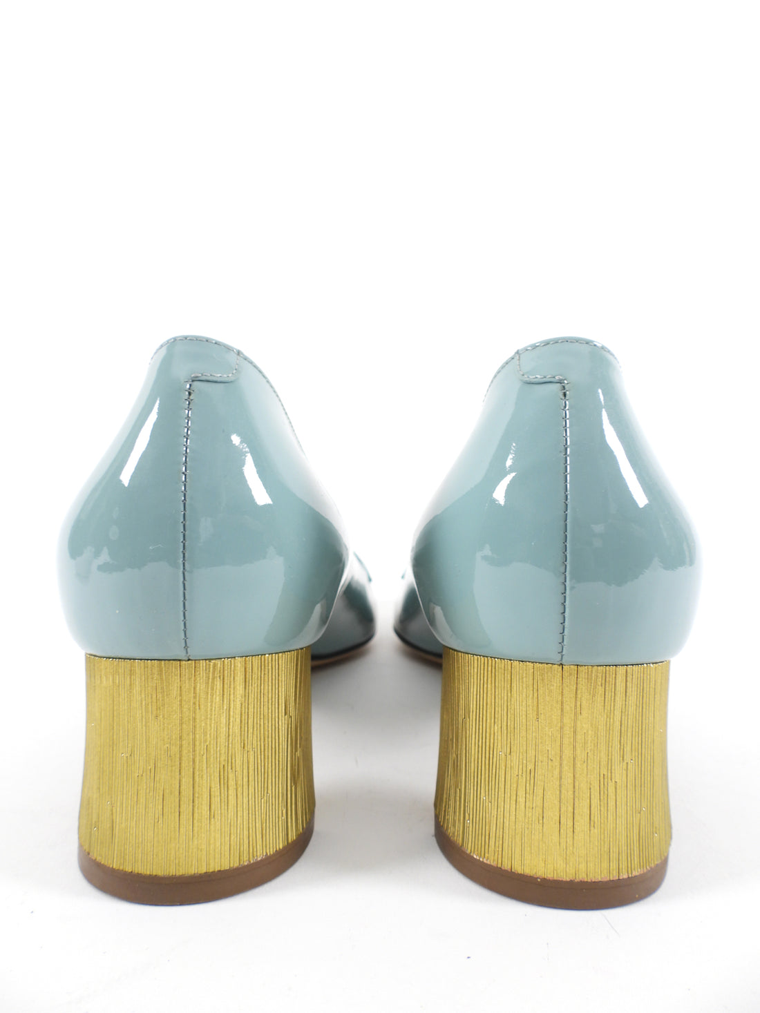 Gucci Blue Patent Arielle Pumps with Pearl and Gold Heel - 40