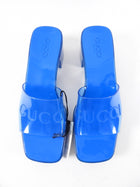 Gucci Blue Jelly Block Heel Logo Sandals - 40