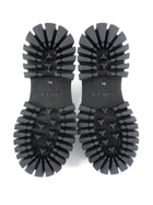 Gucci Black Leather GG Embossed Zip Combat Boots - 39.5