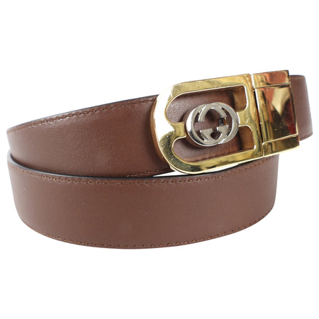 Gucci Black and Brown Leather Interlocking GG Reversible Belt - 90 / 36
