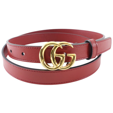 Gucci Marmont GG Ancora Red Leather Thin Belt - 95