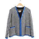 Gucci Black and White Tweed Jacket with Blue Trim - M / L