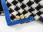 Gucci Black and White Tweed Jacket with Blue Trim - M / L