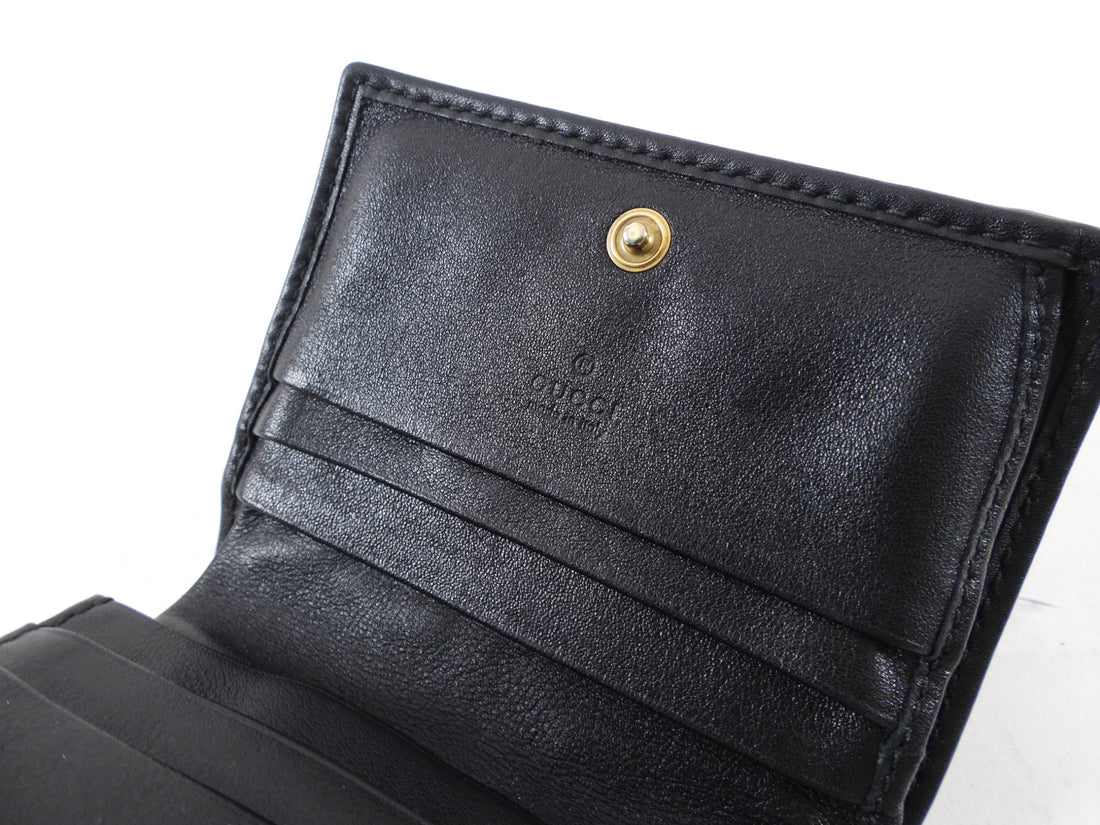 Gucci Matelasse Monogram Black Leather Compact Wallet