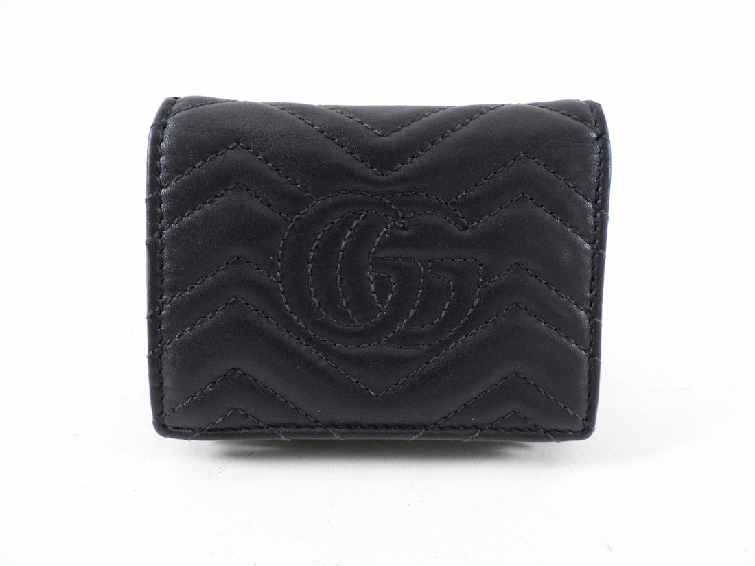 Gucci Matelasse Monogram Black Leather Compact Wallet