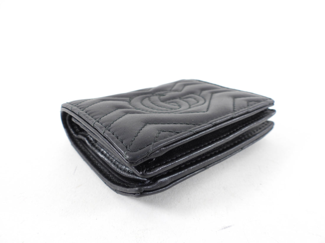 Gucci Matelasse Monogram Black Leather Compact Wallet