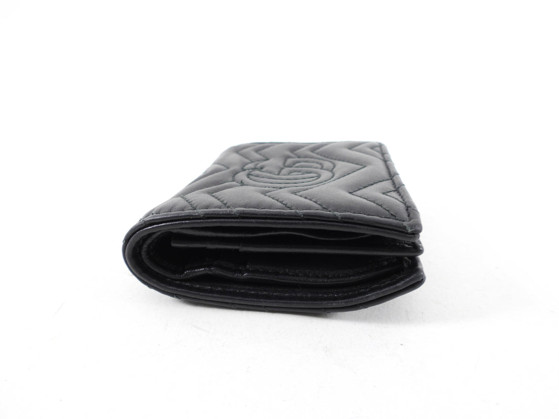 Gucci Matelasse Monogram Black Leather Compact Wallet